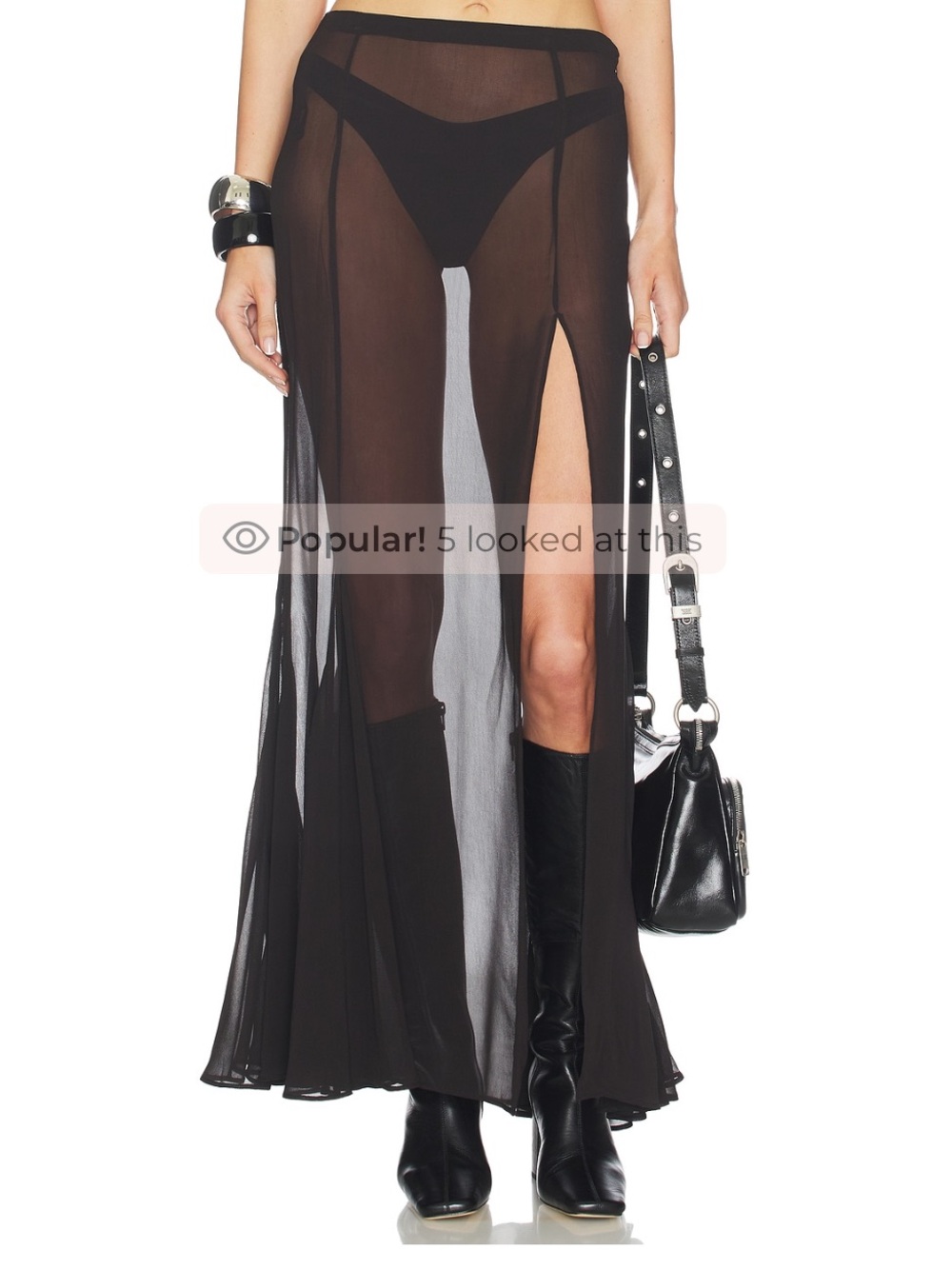 NBD Black Sheer Maxi Skirt with Elastic Waist